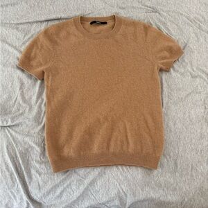Quince Mongolian Cashmere Tee In Camel/Tan